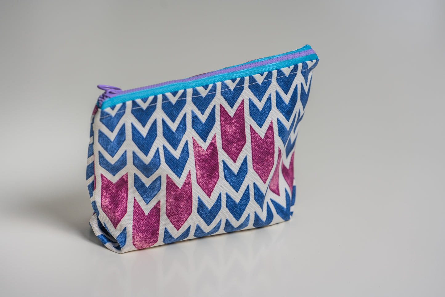 Chevron blue and pink Make up bag